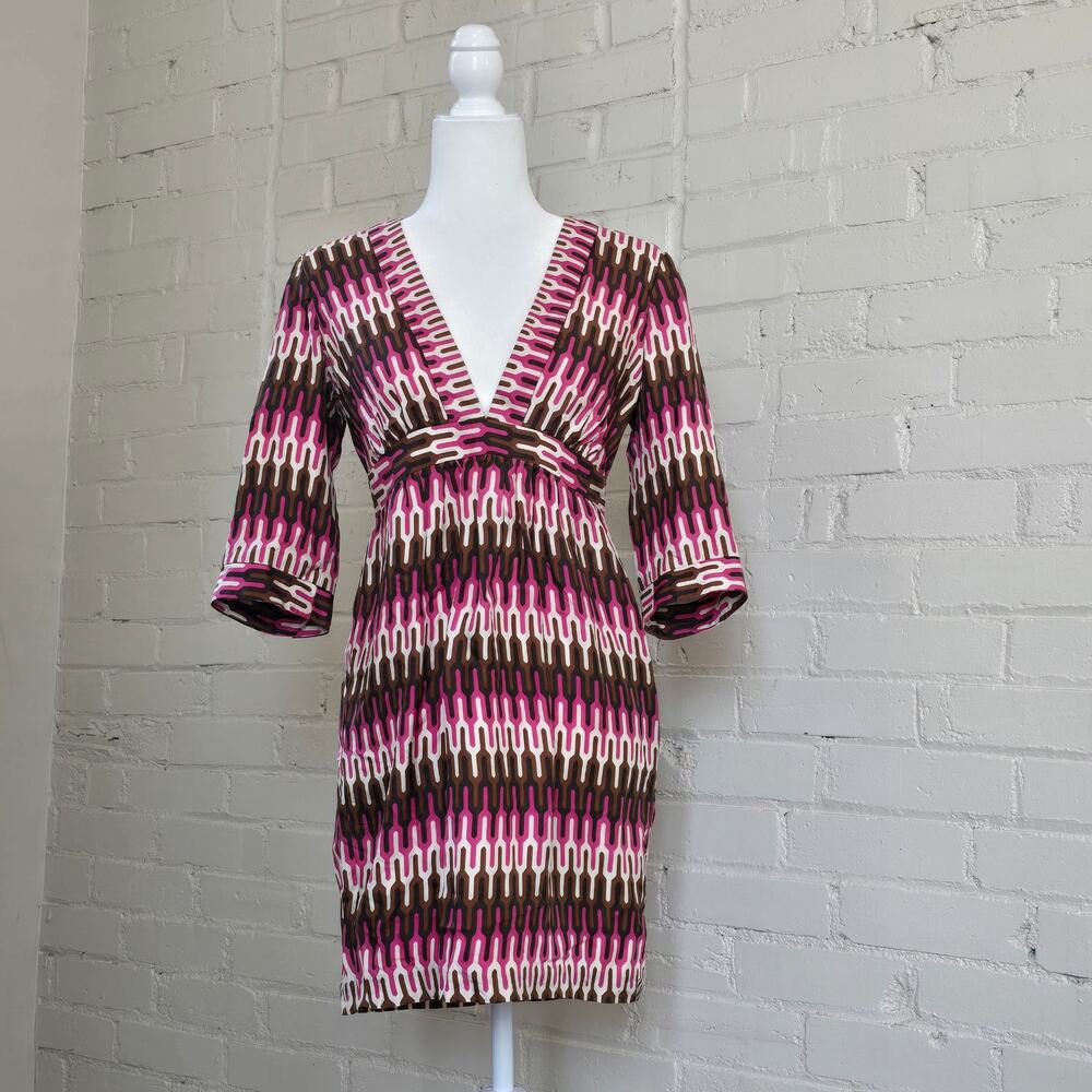 VTG Milly 100% Silk Zigzag Mini Dress┃ Y2K 60s Mod Aesthetic ┃Retro ┃Size 6